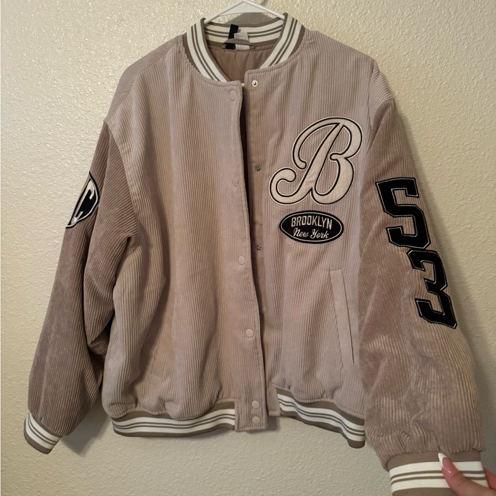 Divided Beige and Black Varsity Jacket